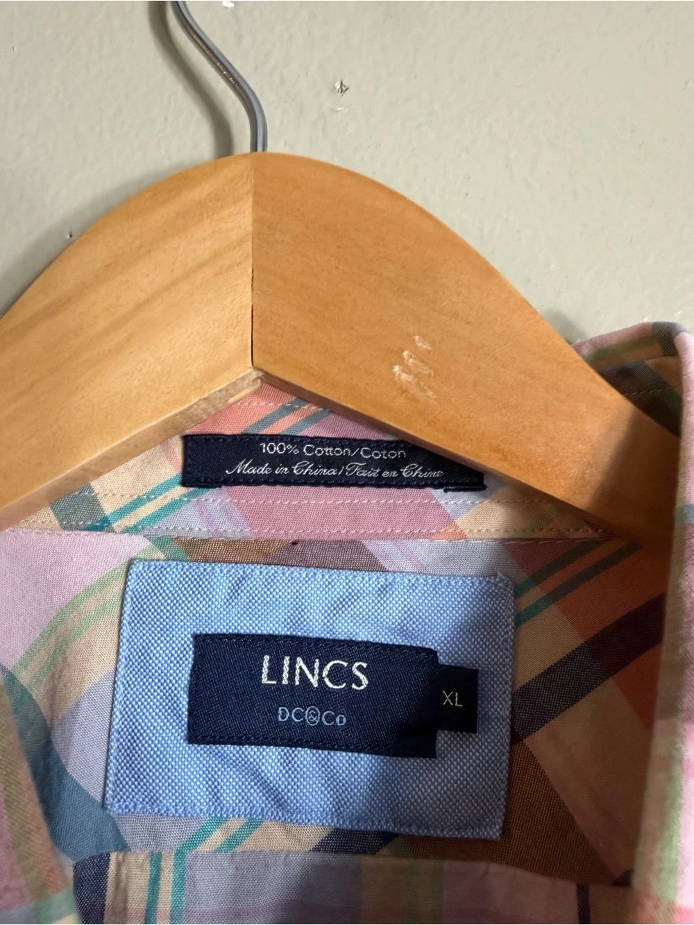 Lincs DC&Co Pastel Plaid Short Sleeve Button Up Shirt XL